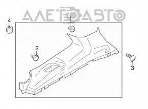 Capacul spate al barei inferioare dreapta Subaru Forester 14-18 SJ gri, suport rupt, zgârietură, plastic decolorat.