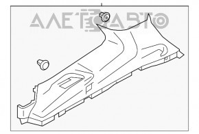 Capacul spate al barei inferioare dreapta Subaru Forester 14-18 SJ gri, suport rupt, zgârietură, plastic decolorat.