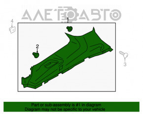 Capacul spate al barei inferioare dreapta Subaru Forester 14-18 SJ gri, suport rupt, zgârietură, plastic decolorat.