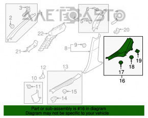 Capacul pragului din spate stânga pentru Subaru Legacy 15-19, negru, ușor uzat.