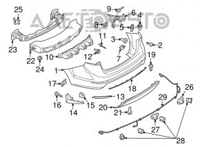 Suportul pentru bara spate dreapta exterior Ford Fiesta 14-19 restilizat 4d.