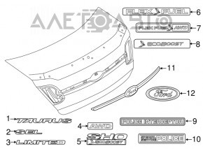 Emblema portbagajului Ford Flex 09-19 sub camera