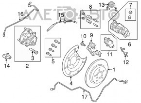 Кожух тормозного диска задний левый Ford Focus mk3 11-18 под барабаны, с механизмом стояночного тормоза