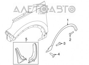 Capacul aripii din față stânga Ford Explorer 11-15, deteriorat, rupt, prins, rupt