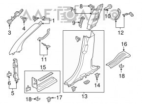 Decorație prag stânga față Ford Explorer 11-15 neagră, uzată