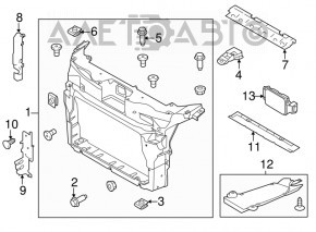 Deflectorul radiatorului de sus pentru Ford Explorer 11-19 este rupt.