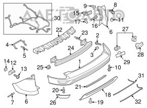 Capacul de bara spate inferior Ford Escape MK3 13-16, pre-restilizare, cu 1 tub