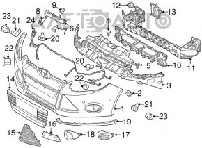 Губа переднего бампера правая Ford Focus mk3 11-14 дорест, потертая