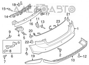 Suportul pentru bara spate dreapta exterioară Ford Focus mk3 11-14 pre-restilizare 5 uși, nou, neoriginal.