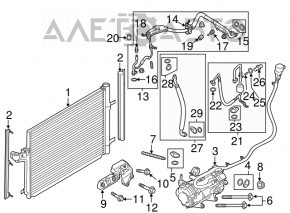 Radiatorul condensatorului de aer condiționat Ford Escape MK3 13-19 1.6T 2.5 este zdrobit