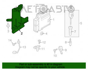 Suportul blocului ECU al calculatorului motorului Ford Fusion mk5 13-20 1.5T, 2.0T, hibrid, plug-in