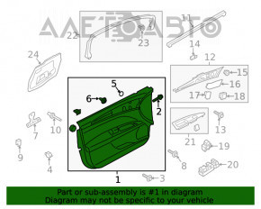 Capacul ușii cartela dreapta față Ford Fusion mk5 13-16 titanium, piele, negru, zgârieturi