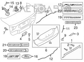 Emblema cu inscripția HYBRID pentru capacul portbagajului Ford Fusion mk5 13-18