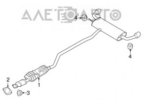 Глушитель задняя часть с бочкой Ford Edge 15-20 2.0T FWD