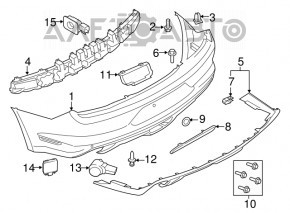 Reflectorul din bara spate dreapta pentru Ford Mustang mk6 15-17