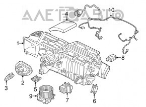 Motorul ventilatorului de încălzire Ford Mustang mk6 15- are carcasă spartă și suporturi rupte