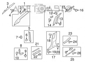 Capacul pragului din spate stânga pentru Ford Edge 15- negru.