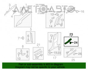 Capacul pragului din spate stânga pentru Ford Edge 15- negru.