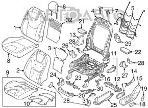 Водительское сидение Ford Edge 15- без airbag, кожа беж