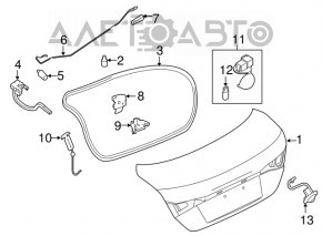 Capac portbagaj Nissan Sentra 13-17 fără cameră, fără spoiler, nou, neoriginal