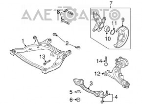 Butucul roții față dreapta Mazda CX-7 06-09 cu capacul de protecție îndoit.