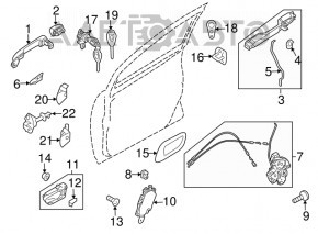 Mânerul ușii exterioare din spate dreapta pentru Subaru B10 Tribeca.