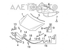 Manerul de deschidere a capotei cu cablu pentru Subaru B10 Tribeca.