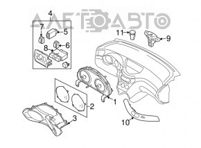 Рамка накладка на дисплей под 2 кнопки монохром Subaru b10 Tribeca