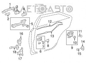 Limitatorul ușii din spate dreapta pentru Toyota Camry v50 12-14 SUA