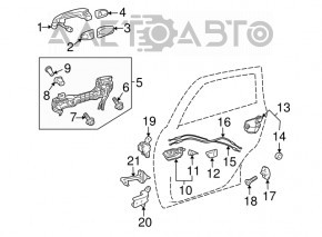 Mecanismul manetei ușii din spate stânga Toyota Prius 30 10-15