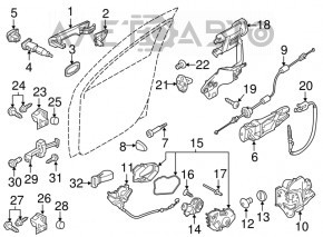 Buclele ușii din spate dreapta superioară Porsche Cayenne 958 11-17