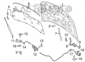 Ручка открывания замка капота салонная Ford Mustang mk6 15-