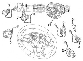 Кнопки управления на руле Jeep Cherokee KL 19- с темно-серой накладкой, без радара