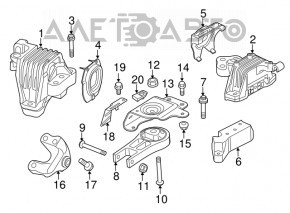 Pernele motorului stânga Jeep Cherokee KL 14- 2.4 FWD sunt crăpate.