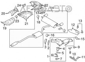 Drumul de evacuare cu un catalizator Lincoln MKC 15- 2.0T fără catalizator, lovituri