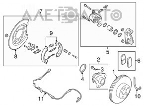 Senzorul ABS din spatele stâng al Nissan Maxima A36 16-