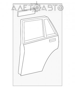 Ușa din spate dreapta asamblată Lexus RX400h 04-09 hibrid, culoare aurie 6T1, ornamente cromate în folie neagră, lac util pe capacul de protecție, mânerul este rupt, garnitura deteriorată