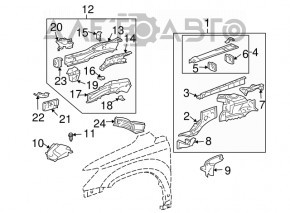 Panoul frontal stânga Lexus RX300 RX330 RX350 RX400h 04-09 argintiu 6T1