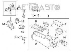 Consola centrală cu cotieră pentru Nissan Rogue 07-14, neagră