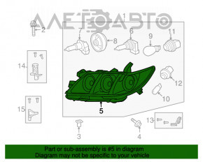 Фара передняя левая Toyota Camry v40 07-09 голая, hybrid, галоген, под полировку