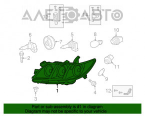 Far dreapta față Toyota Camry v40 07-09 goală, hibrid, halogen, pentru polizare, micro-fisuri