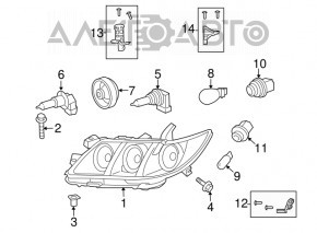 Far dreapta față Toyota Camry v40 07-09 goală, hibrid Halogen