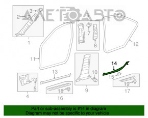 Capacul pragului interior din spate dreapta pentru Toyota Camry v50 12-14 SUA, negru