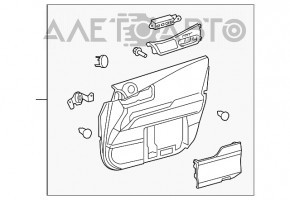 Capacul ușii, cartela frontală stânga Lexus RX350 RX450h 10-15 negru cu inserție neagră din piele, cotiera din piele de culoare argintie tip 2, cu memorie pentru scaune, ruptură, fără reflector.