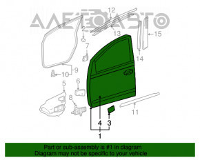 Ușa goală din față dreapta pentru Toyota Prius 2004-2009.