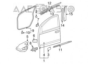 Ușa goală din față dreapta pentru Toyota Prius 2004-2009.