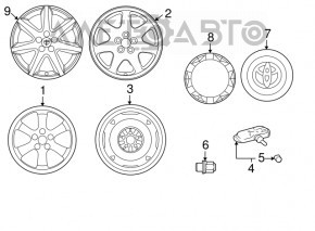 Roată de 16 inch x 6J 5*100 Toyota Prius 2004-2009 cu jantă