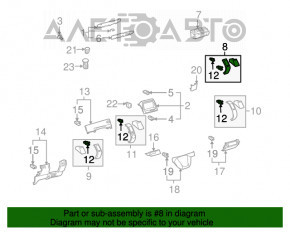 Conducta de aerisire dreapta pentru Toyota Prius 2004-2009 fără capac de protecție