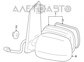 Oglindă laterală stângă Toyota Prius 2004-2009, 5 pini, albastră.