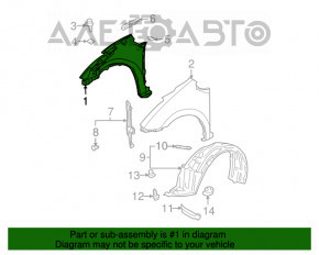 Aripa dreapta fata Toyota Prius 20 04-09 albastru 8M6, cleme